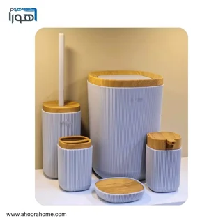 ست سرویس بهداشتی 5تکه مدل روما رنگ طوسی روشن چوب