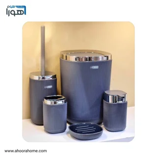 ست سرویس بهداشتی 5تکه مدل روما طوسی تیره کروم