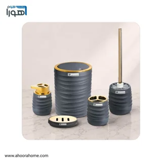 ست سرویس بهداشتی 5تکه پیکسل خاکستری طلا مخملی