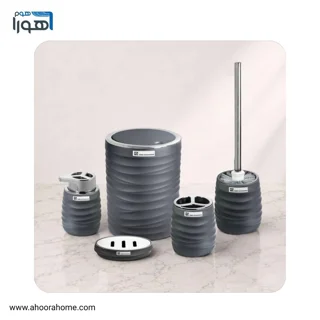 ست سرویس بهداشتی 5تکه پیکسل خاکستری کروم مخملی