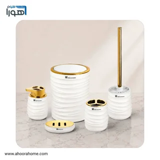 ست سرویس بهداشتی 5تکه پیکسل سفیدطلا مخملی