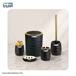 ست سرویس بهداشتی 5تکه پیکسل مشکی طلا مخملی