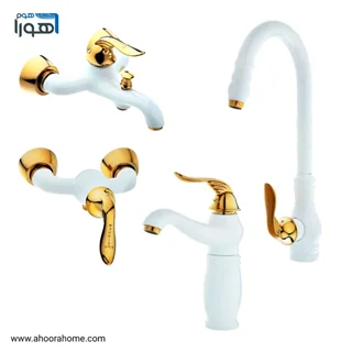 ست شیرآلات مدل آریسا سفیدطلایی بارسا