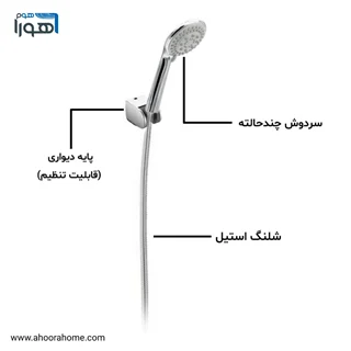 علمدوش حمام یونیکا دیواری مدل دیاکو رنگ کروم