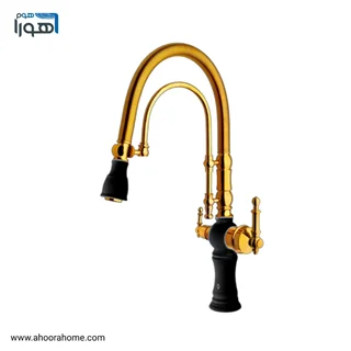 شیرظرفشویی دوکاره تصفیه دار و فنری بیزانس مشکی طلایی بارسا