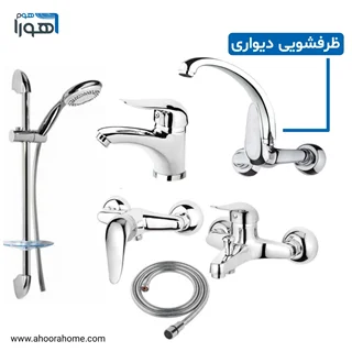 ست شیرآلات 6عددی AHOORAHOME مدل ونیز ظرفشویی دیواری