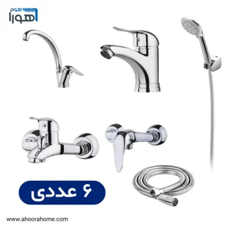پک شیرآلات آلنر مدل سورن X کروم همراه با علمدوش و شلنگ توالت