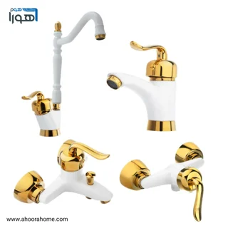 ست شیرآلات مدل قاجاری سفیدطلایی