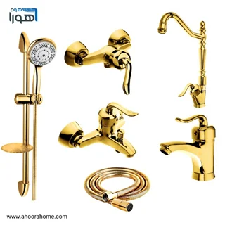 پک شیرآلات مدل قاجاری طلایی مجموعه 6عددی