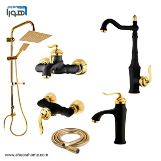 پک شیرآلات 6عددی بارسا BARSA مدل بامبو مشکی طلایی AHOORA HOME