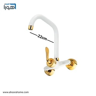 شیرآلات آلنر اهرمی شیرظرفشویی دیواری مدل قاجاری سفیدطلایی AHOORA HOME