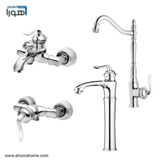 ست 4عددی شیرآلات بارسا مدل بامبو همراه با روشویی پایه بلند AHOORA HOME