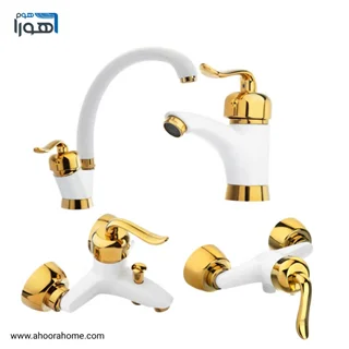 ست شیرآلات مدل شاپرک سفیدطلایی