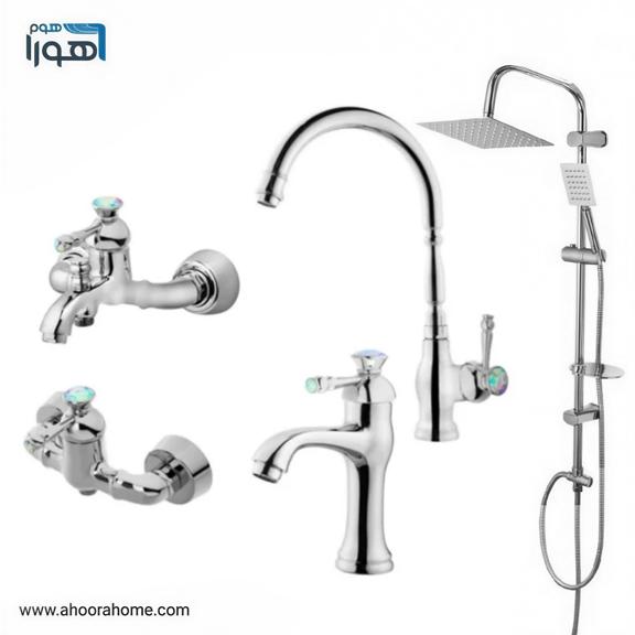 پک شیرآلات بارسا BARSA مدل نگین مجموعه 6عددی همراه با علمدوش استیل