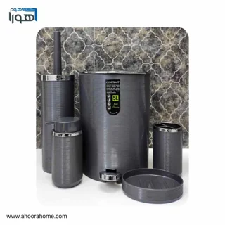 ست سرویس بهداشتی 5پارچه کنتراست خط ریز طوسی کروم