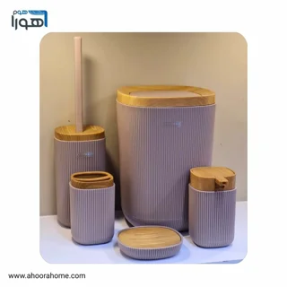 ست سرویس بهداشتی 5پارچه روما نسکافه ای طرح چوب