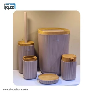 ست سرویس بهداشتی 5پارچه روما نسکافه ای طرح چوب