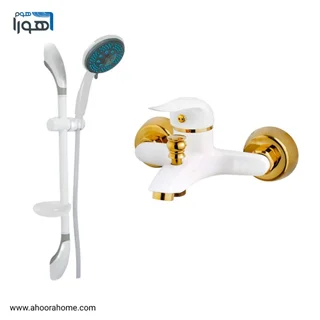 شیردوش حمام آلنر مدل سورن سفیدطلایی + علم دوش یونیکا