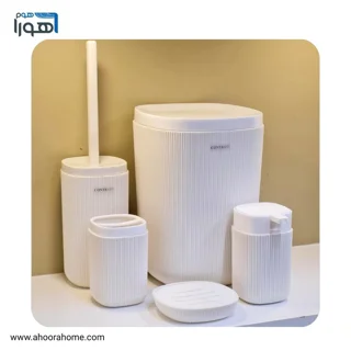 ست سرویس بهداشتی 5پارچه کنتراست مدل روما شیاردار سفید