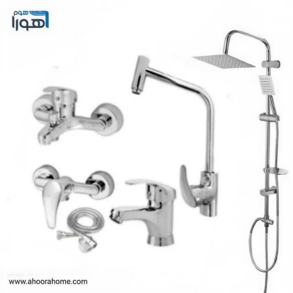 ست 6عددی شیرآلات آلنر مدل ماهان همراه با علمدوش استیل