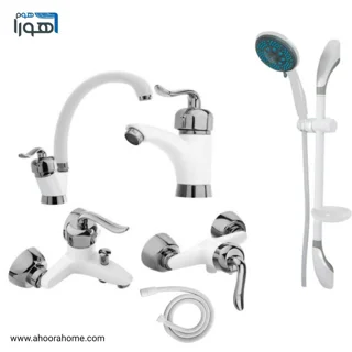 پک شیرآلات مدل شاپرک سفیدکروم مجموعه 6عددی
