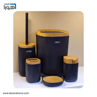 ست سرویس بهداشتی 5پارچه کنتراست مدل روما مشکی چوب